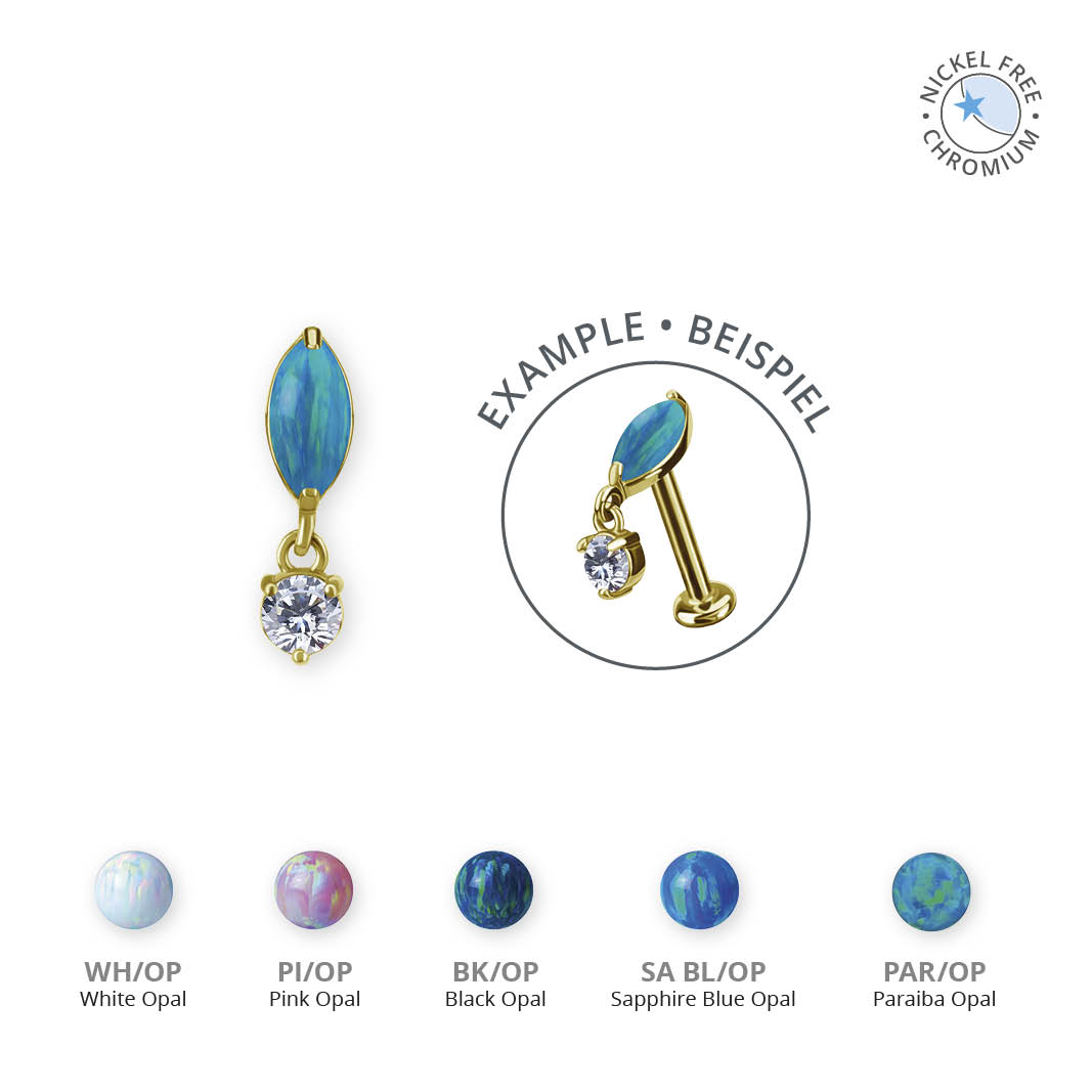 18K GOLD PVD CoCr NF INTERNAL MICRO ATTACHMENT SET W. LAB CREATED OPAL