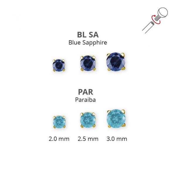24K GOLD PVD TITANIUM INTERNAL MICRO ATTACHMENT SET W. LAB CREATED GEMSTONE