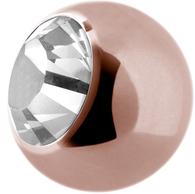 ROSE GOLD PVD TITANIUM JEWELLED 4MM BALLS (BIG STONE)