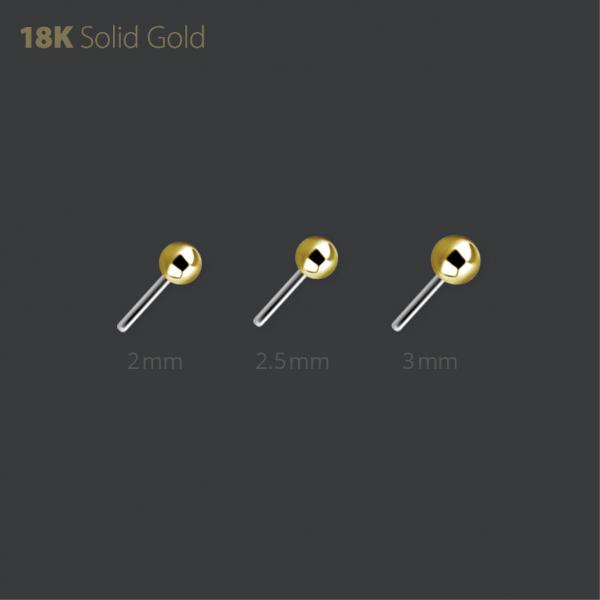 18K GOLD THREADLESS BALL 2.5MM