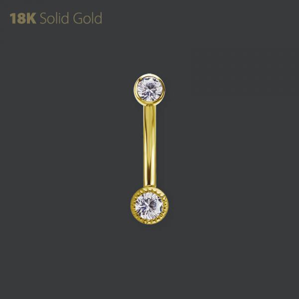 18K GOLD AND GOLD PVD TITANIUM TL MICRO ROOK BANANA SET W. PREMIUM ZIRCONIA