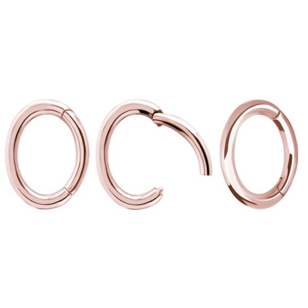 ROSE GOLD PVD SS316L ROOK OVAL HINGED RINGS (SQUARE PROFILE)