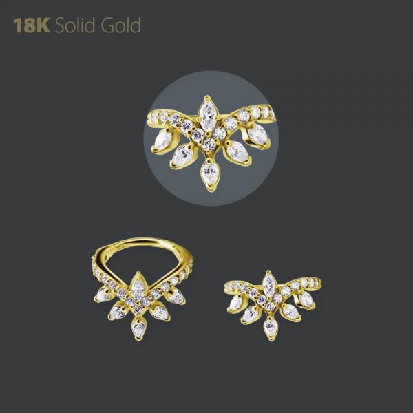 18K GOLD HINGED CONCH CLICKER SET W. PREMIUM ZIRCONIA