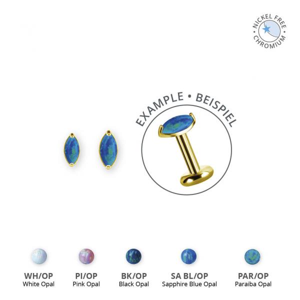 18K GOLD PVD CoCr NF INTERNAL MICRO ATTACHMENT SET W. LAB CREATED OPALS