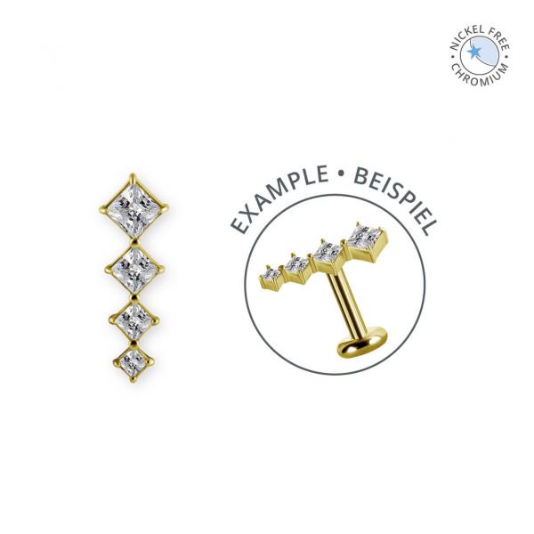 18K GOLD PVD CoCr NF THREADLESS ATTACHMENT SET W. SQUARE PREMIUM ZIRCONIA