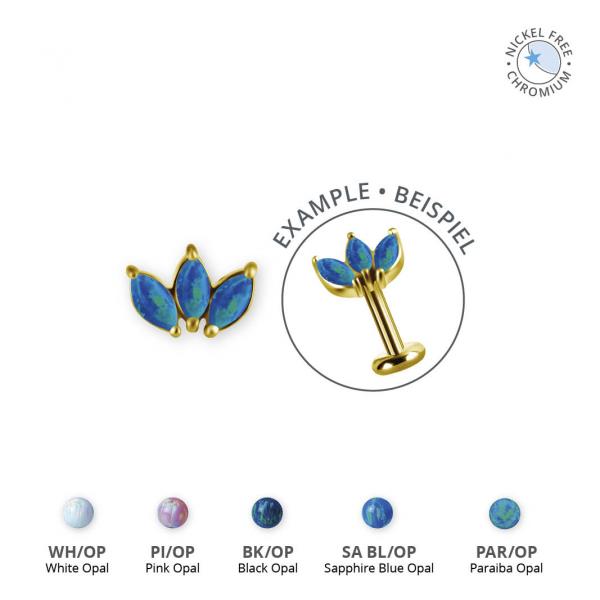 18K GOLD PVD CoCr NF INTERNAL MICRO ATTACHMENT SET W. LAB CREATED OPALS