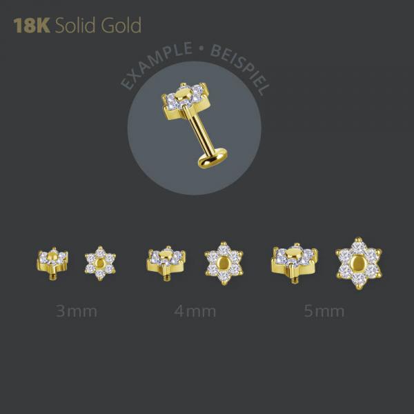 18K GOLD INTERNAL FLOWER ATTACHMENT SET W. LAB CREATED DIAMONDS