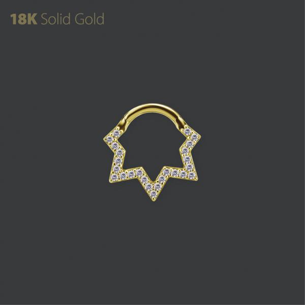 18K GOLD DAITH & SEPTUM CLICKER SET W. PREMIUM ZIRCONIA