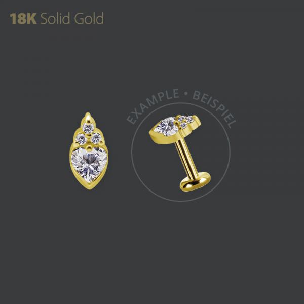 18K GOLD INTERNAL MICRO ATTACHMENT SET W. HEART SHAPE PREMIUM ZIRCONIA