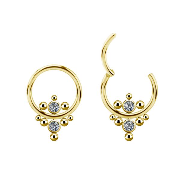 24K GOLD PVD TITANIUM CLUSTER CLICKER SET WITH PREMIUM ZIRCONIA