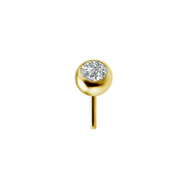 24K GOLD PVD TITANIUM JEWELLED THREADLESS 2MM BALL SET W.PREMIUM ZIRCONIA 2MM