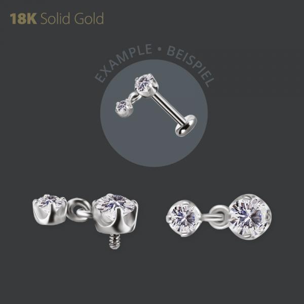18K WHITE GOLD INTERNAL MICRO ATTACHMENT W. DANGLE SET W. PREMIUM ZIRCONIA