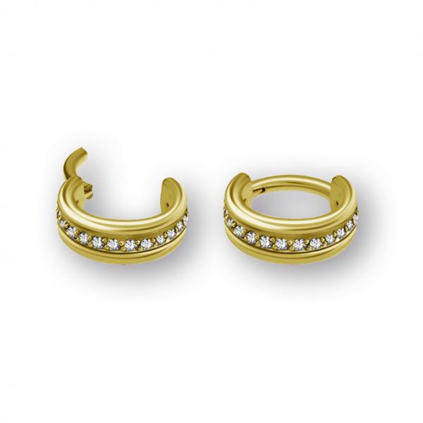 24K GOLD PVD SS316L TRIPLE HINGED RING SET WITH CUBIC ZIRCONIA