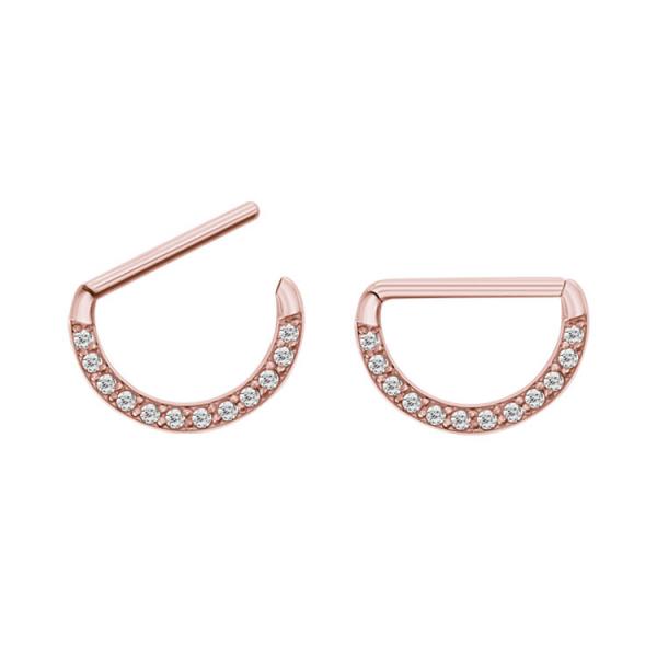 ROSE GOLD PVD SS316L JEWELLED NIPPLE CLICKER SHIELD (CZ SETTING)