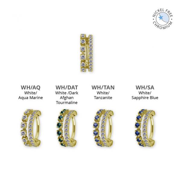 18K GOLD PVD CoCr NF HINGED RING SET W. PREMIUM ZIRCONIA