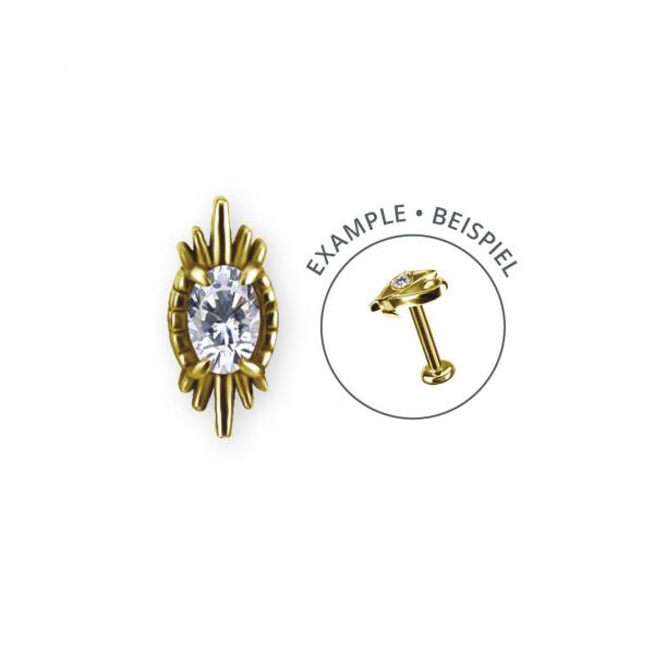 24K GOLD PVD SS316L THREADLESS ATTACHMENT SET W. PREMIUM ZIRCONIA