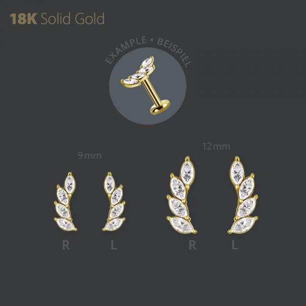 18K GOLD INTERNAL MICRO ATTACHMENT SET W. MAROUISE PREMIUM ZIRCONIA