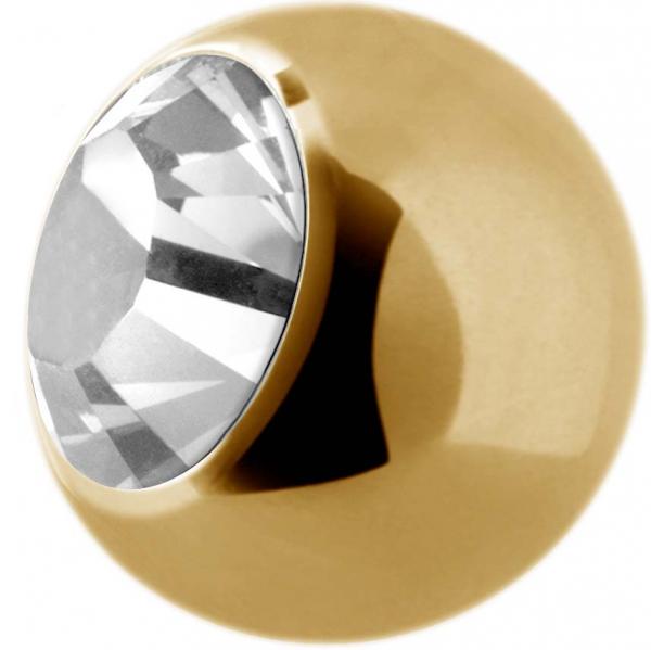 24K GOLD PVD TITANIUM JEWELLED BALLS (BIG STONE) 5MM