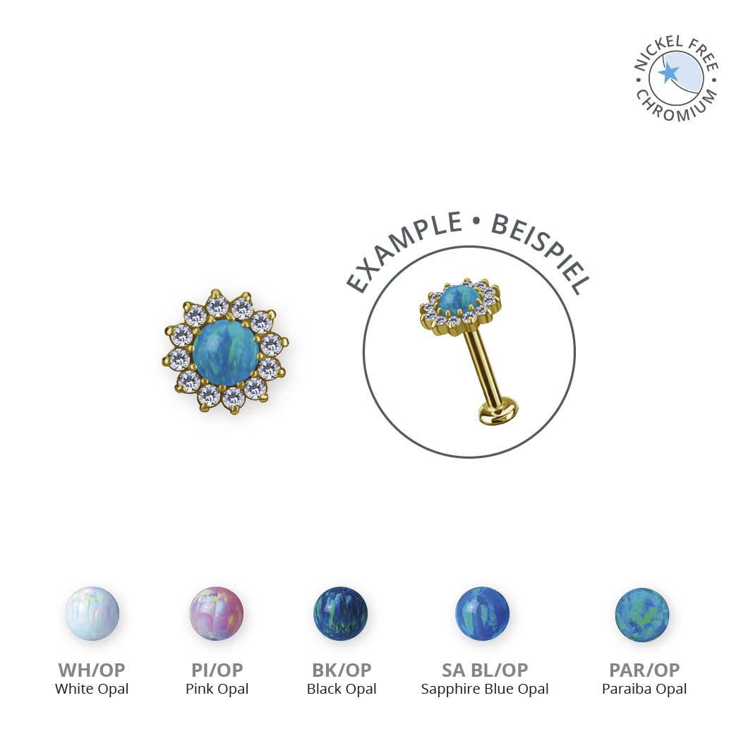 18K GOLD PVD CoCr NF INTERNAL MICRO ATTACHMENT SET W. LAB CREATED OPAL