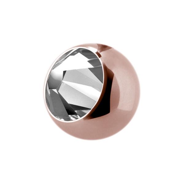 ROSE GOLD PVD SS316L JEWELLED 3.5MM MICRO BALLS (BIG STONE)