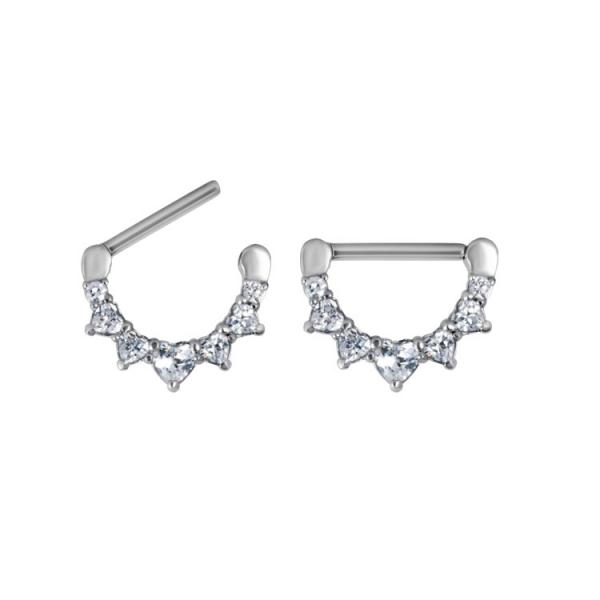 SS316L JEWELLED NIPPLE CLICKER SHIELD (HEART CZ PRONGS SETTING)