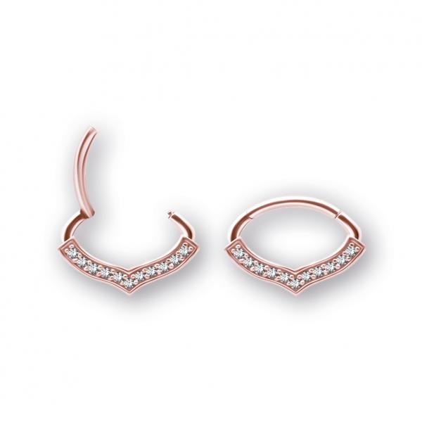 ROSE GOLD PVD SS316L SEPTUM/DAITH CLICKER SET W. PREMIUM ZIRCONIA