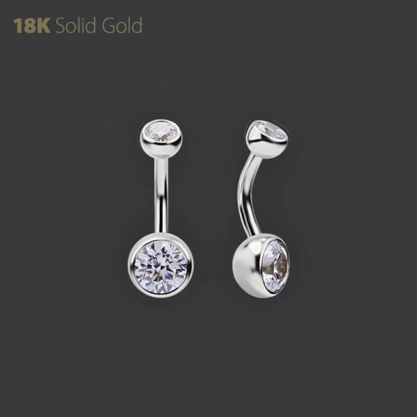 18K WHITE GOLD INTERNAL BELLY BANANA SET WITH PREMIUM ZIRCONIA