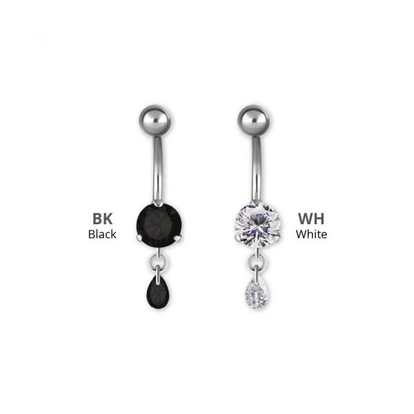 SS316L MINI BELLY BANANA W. ZIRCONIA DROP DANGLE