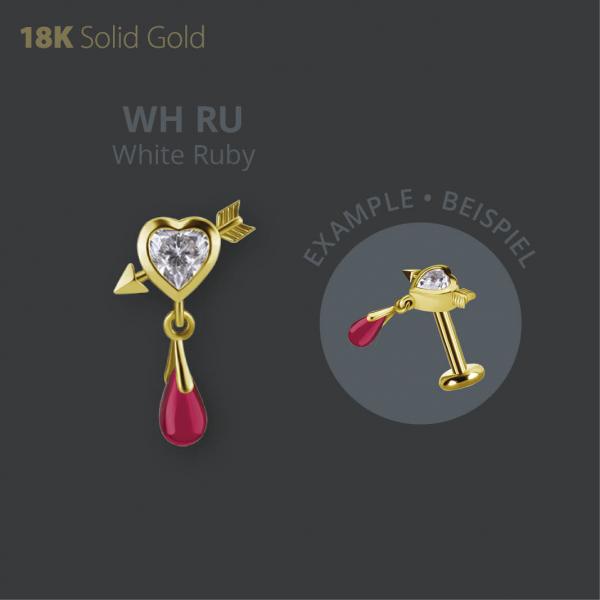 18K GOLD INTERNAL MICRO ATTACHMENT SET WITH PREMIUM ZIRCONIA AND LAB CREATED RUBY