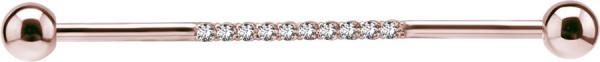 ROSE GOLD PVD SS316L INDUSTRIAL CRYSTAL BARBELLS SET W. CUBIC ZIRCONIA