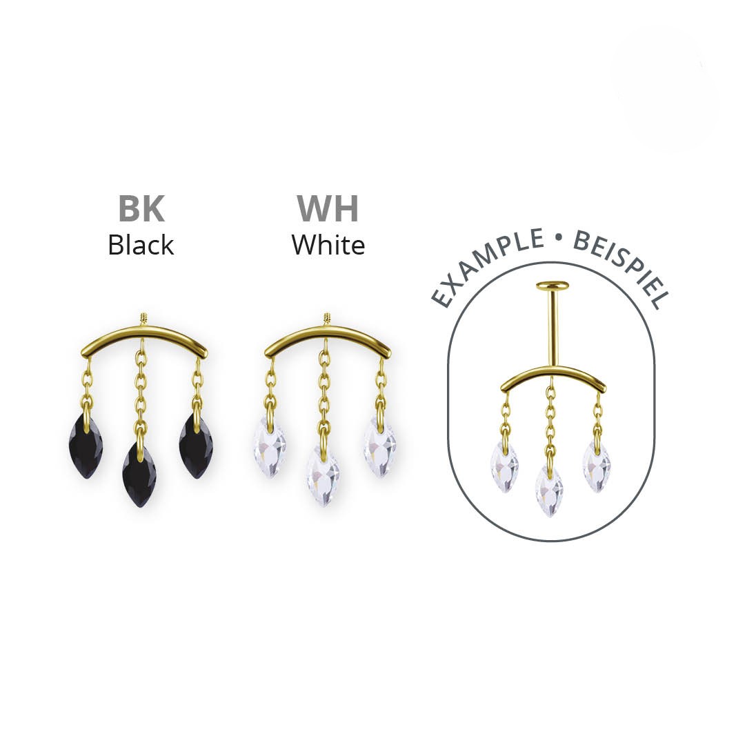 24K GOLD PVD TITANIUM INTERNAL MICRO ATTACHMENT FOR FLAT HELIX W. CUBIC ZIRCONIA