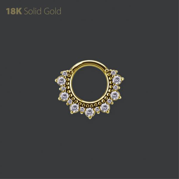 18K GOLD DAITH & SEPTUM CLICKER SET W. PREMIUM ZIRCONIA