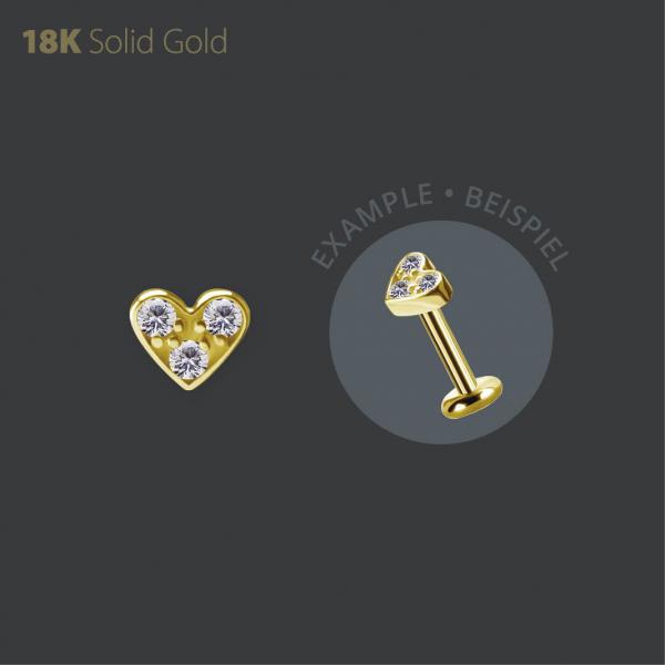 18K GOLD HEART SHAPE ATTACHMENT SET W. PREMIUM ZIRCONIA