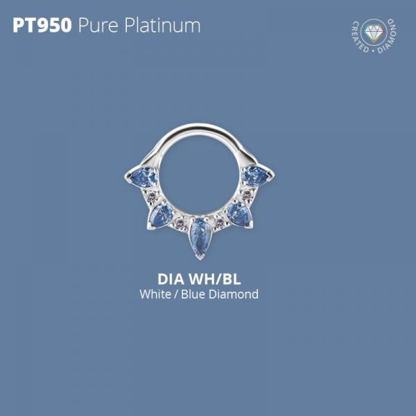 PLATINUM 950 HINGED SEGMENT CLICKER SET W. LAB CREATED DIAMONDS