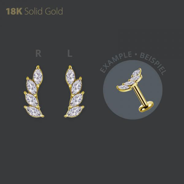 18K GOLD INTERNAL MICRO ATTACHMENT SET W. MAROUISE LAB CREATED DIAMONDS