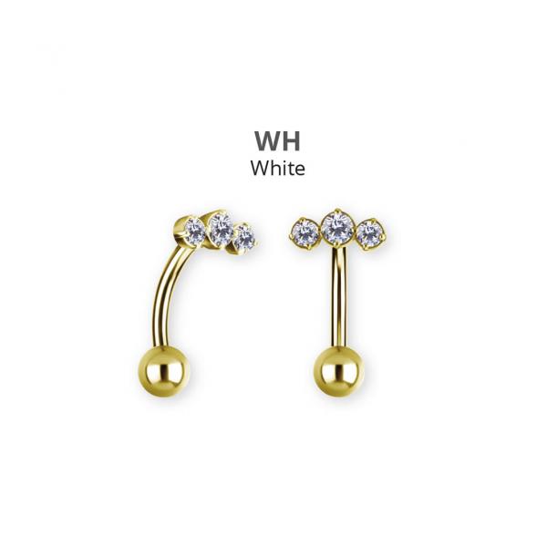 24K GOLD PVD SS316L BELLY BANANA SET W. CUBIC ZIRCONIA