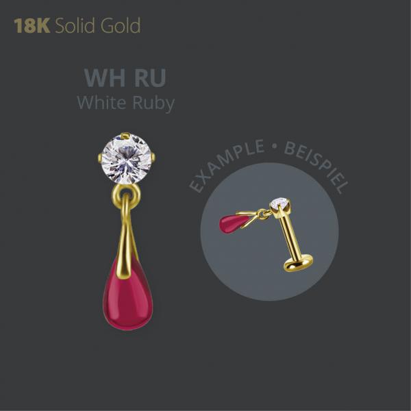 18K GOLD INTERNAL MICRO ATTACHMENT SET W. PREMIUM ZIRCONIA AND LAB CREATED RUBY