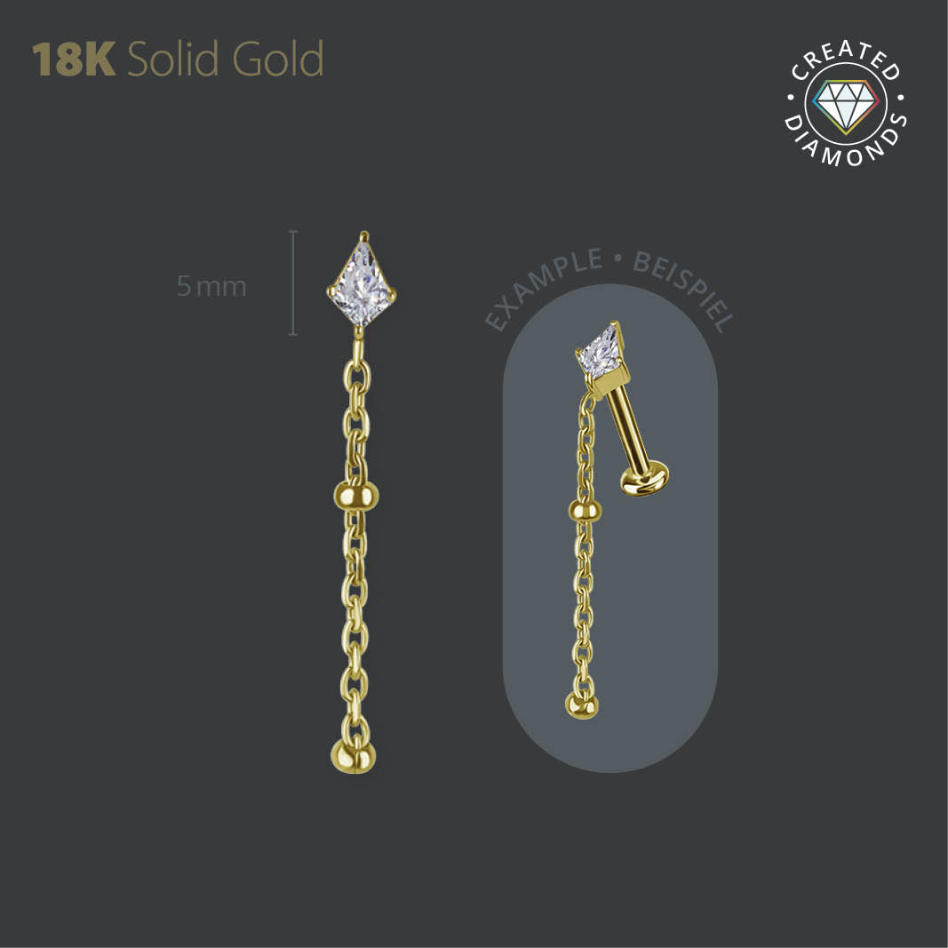 18K GOLD INTERNAL MICROATTACHMENT SET WITH LAB CREATED DIAMOND (KITE SHAPE)
