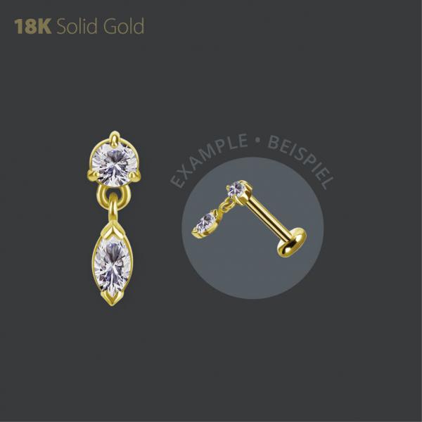 18K GOLD THREADLESS ATTACHMENT SET WITH PREMIUM ZIRCONIA