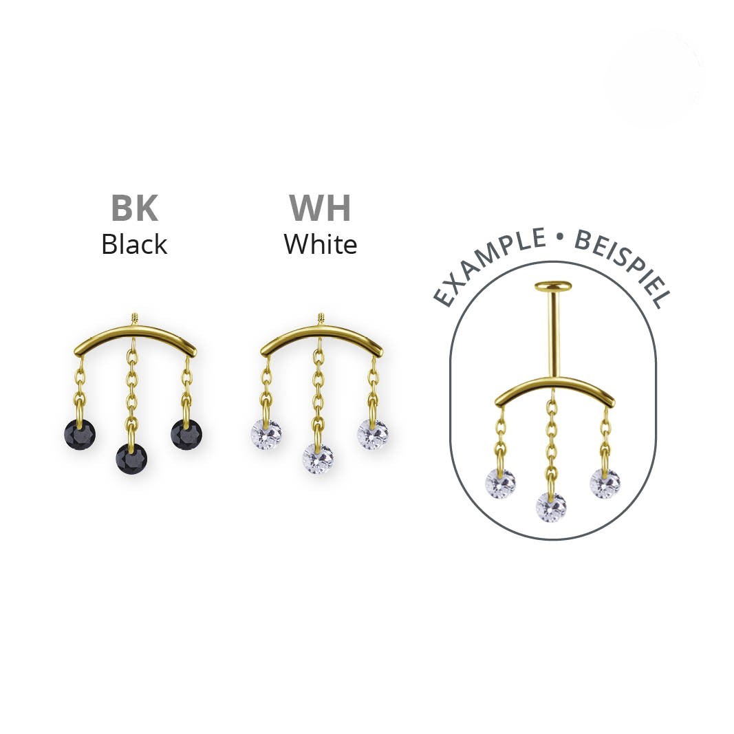 24K GOLD PVD TITANIUM INTERNAL MICRO ATTACHMENT FOR FLAT HELIX W. CUBIC ZIRCONIA