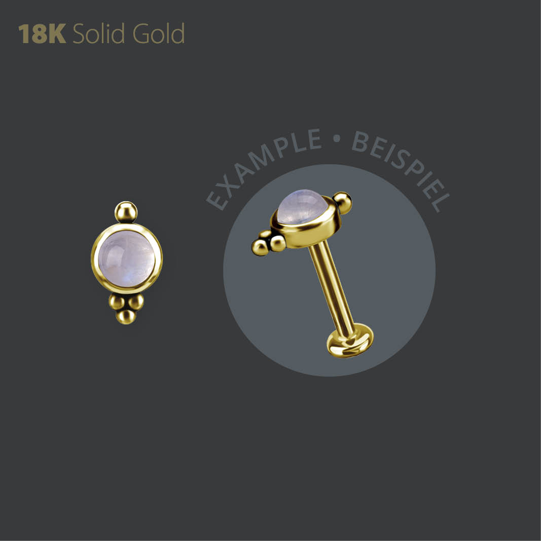 18K GOLD INTERNAL MICRO ATTACHMENT SET W. GENUINE RAINBOW MOONSTONE