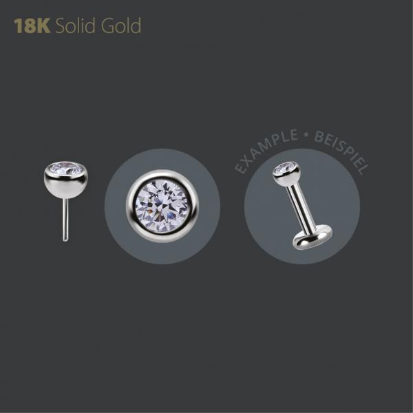 18K WHITE GOLD THREADLESS MICRO BALL SET W. PREMIUM ZIRCONIA
