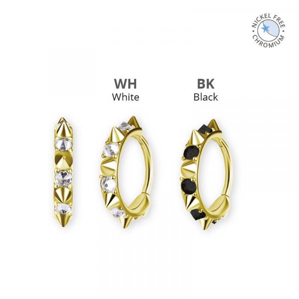 18K GOLD PVD CoCr NF SPIKE CLICKER SET W.UPSIDE DOWN CUBIC ZIRCONIA