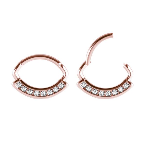 ROSE GOLD PVD SS316L HINGED RING - CHANNEL SETTING MARQUISE SHAPE