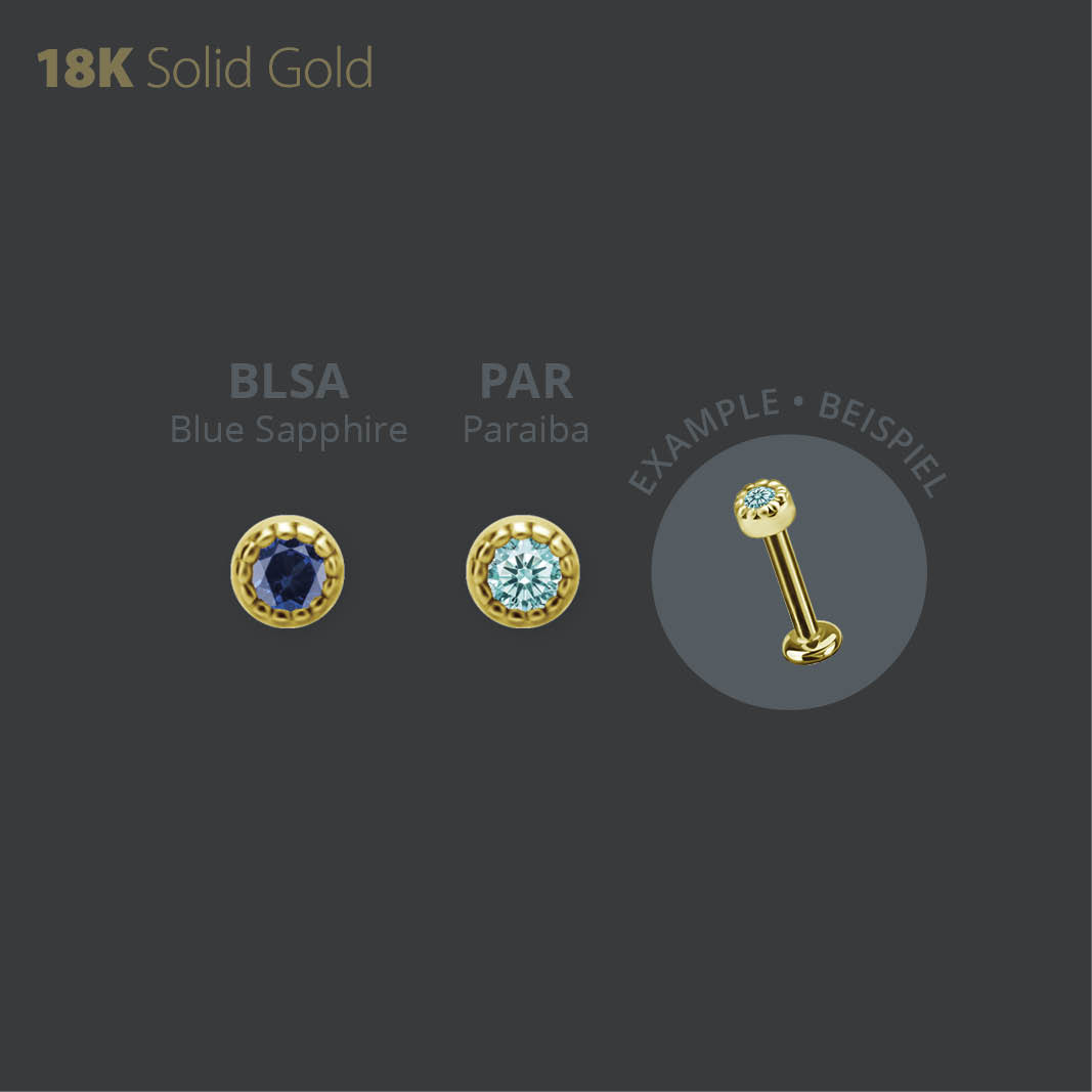 18K GOLD INTERNAL MICRO ATTACHMENT SET W. LAB CREATED GEMSTONE