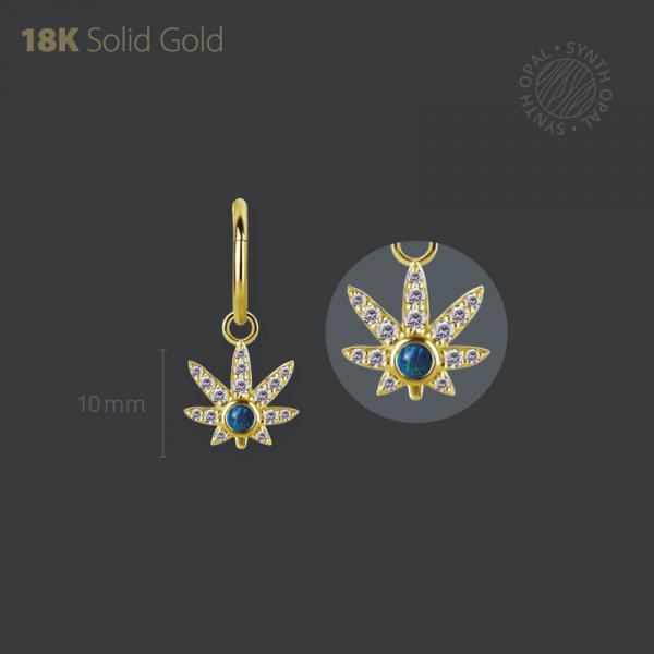 18K GOLD CHARM SET W. LAB CREATED OPAL AND PREMIUM ZIRCONIA