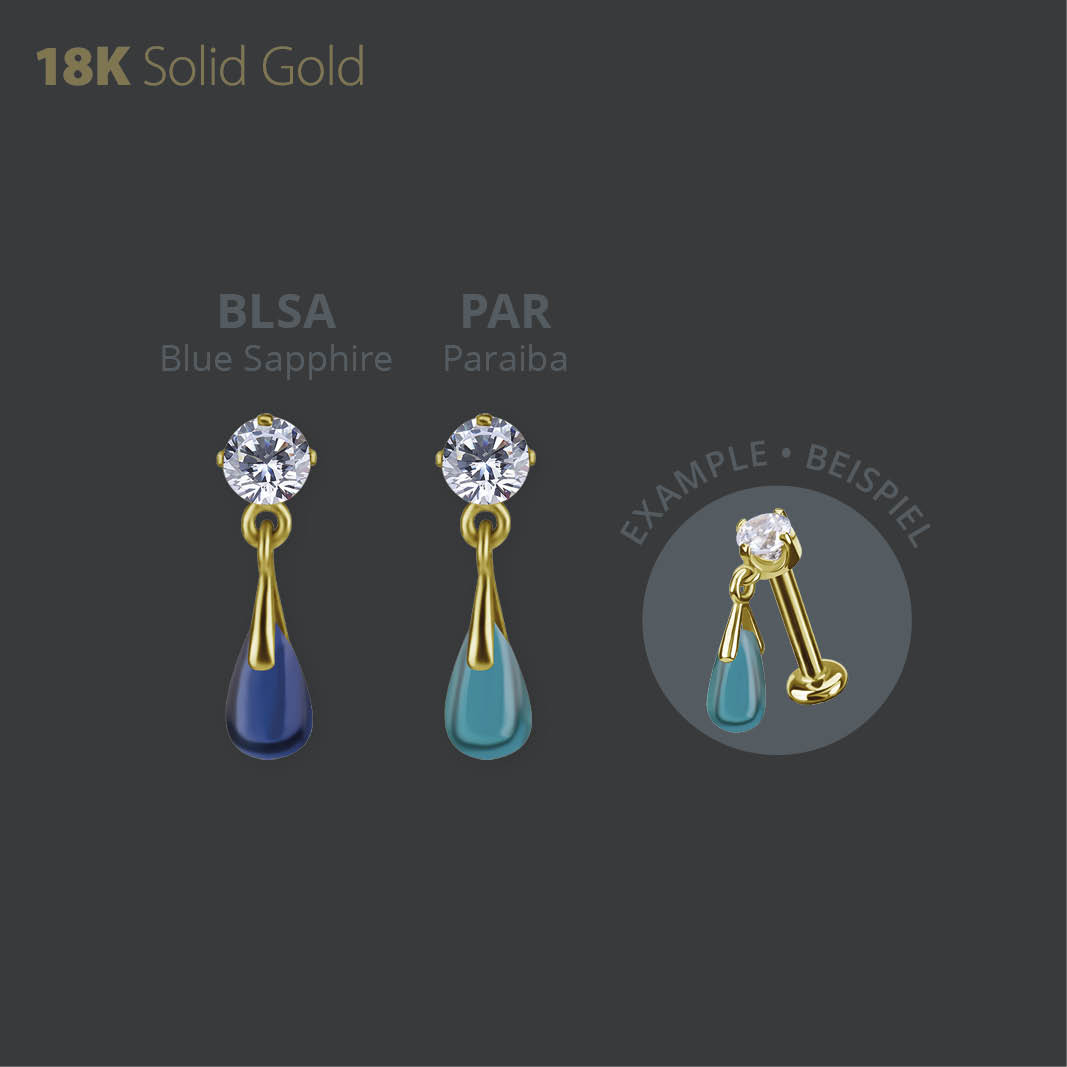 18K GOLD INTERNAL MICRO ATTACHMENT SET W. PREMIUM ZIRCONIA  AND LAB CREATED GEMSTONE