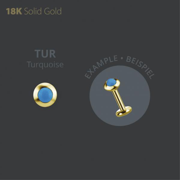 18K GOLD THREADLESS  ATTACHMENT SET WITH TURQUOISE