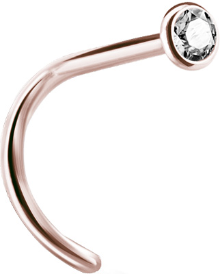 ROSE GOLD PVD TITANIUM JEWELLED CURVED NOSE STUDS