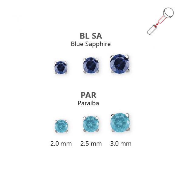 TITANIUM THREADLESS ATTACHMENT SET W. LAB CREATED GEMSTONE